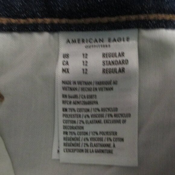 American Eagle Kick Boot jeans dark blue with stretch & pockets size 12 - Picture 5 of 9